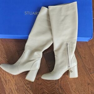 Stuart Weitzman Cream Knee-High Boots